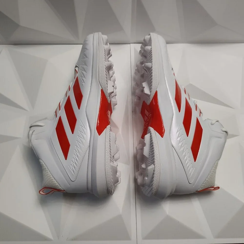 Adidas Mens Football Cleats 18 White Orange Shoe Lacrosse Nasty Mid Top - Picture 4 of 13